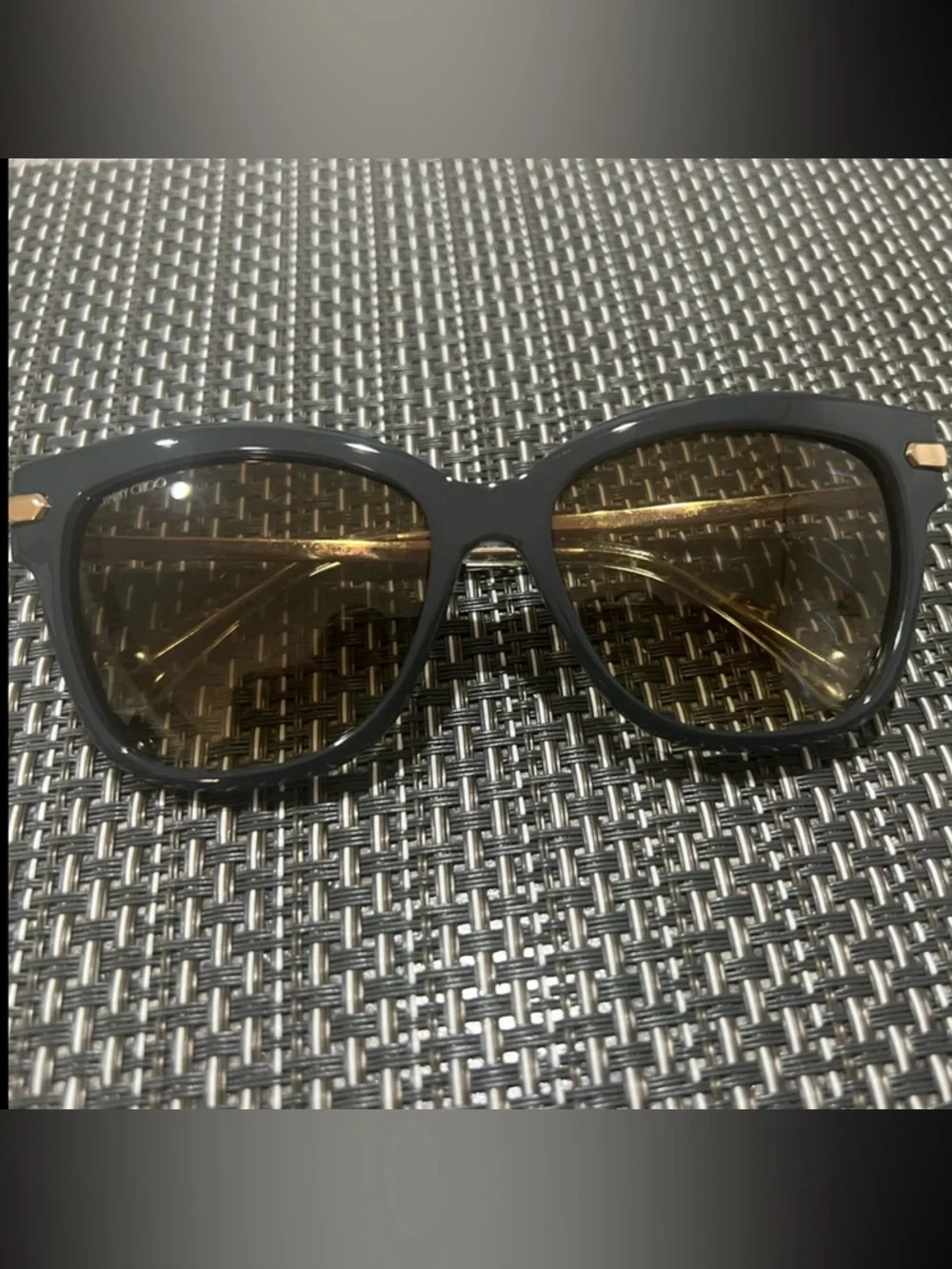 Jimmy Choo Women’s Authentic Olive Green Gold Sides Sunglasses + Kate Spade Case